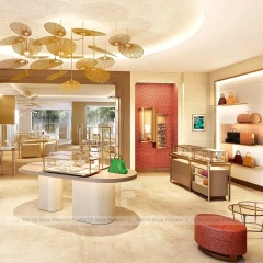 Luxury Walnut Jewelry Fluted Reception Desk