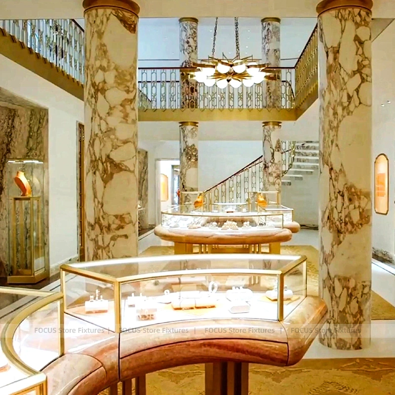 Luxury Walnut Jewelry Fluted Reception Desk