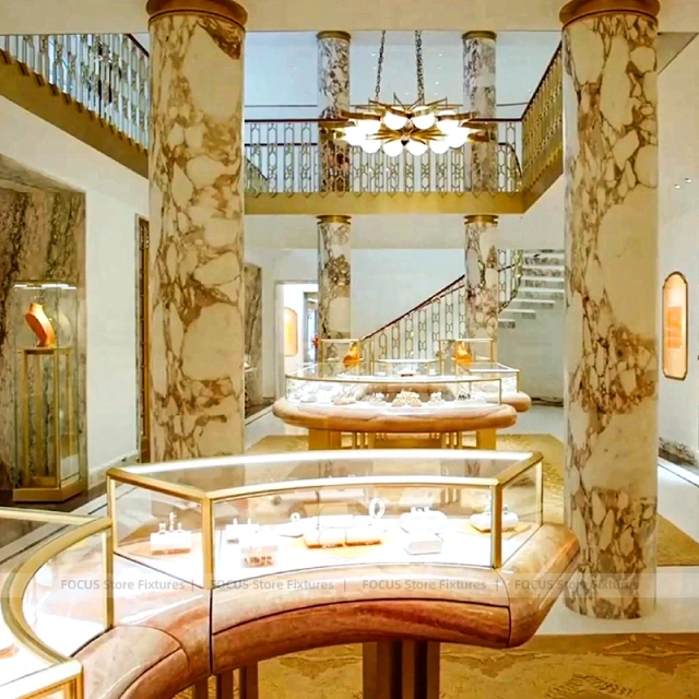 Luxury Walnut Jewelry Fluted Reception Desk