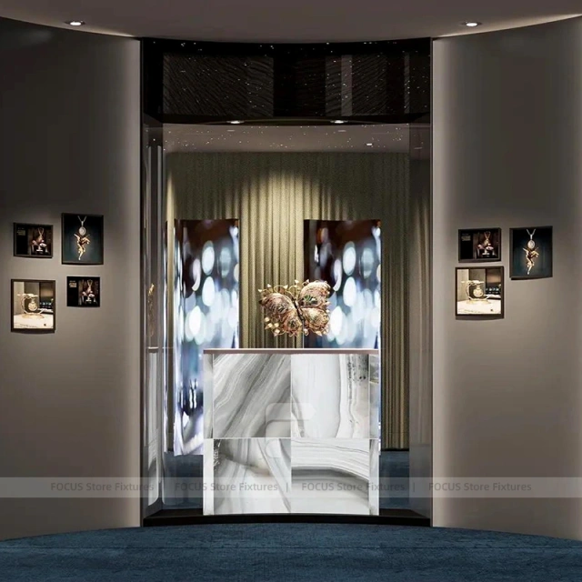 Luxury Walnut LED Jewelry Showcase Set