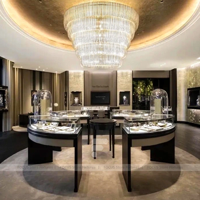 Luxury Walnut LED Jewelry Showcase Set