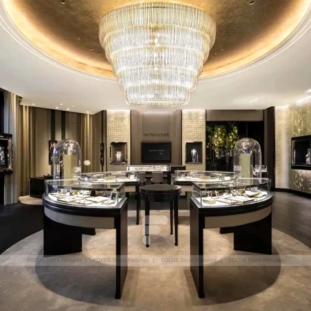Luxury Walnut LED Jewelry Showcase Set