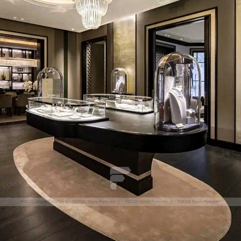 Luxury Walnut LED Jewelry Showcase Set