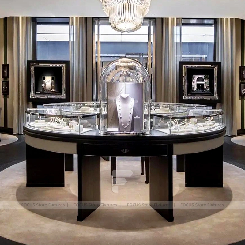 Luxury Walnut LED Jewelry Showcase Set