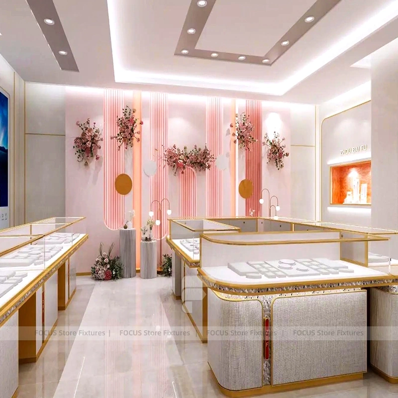 Modern Beige Jewelry Display Showcase Set