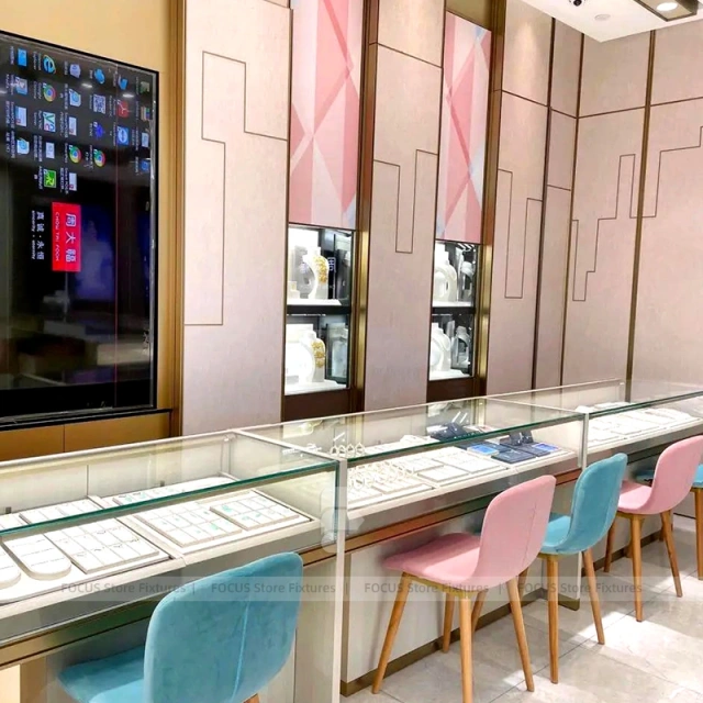 Modern Champagne Gold Jewelry Display Table