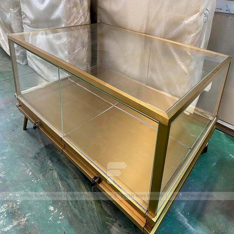 Modern Champagne Gold Jewelry Showcase Counter Set