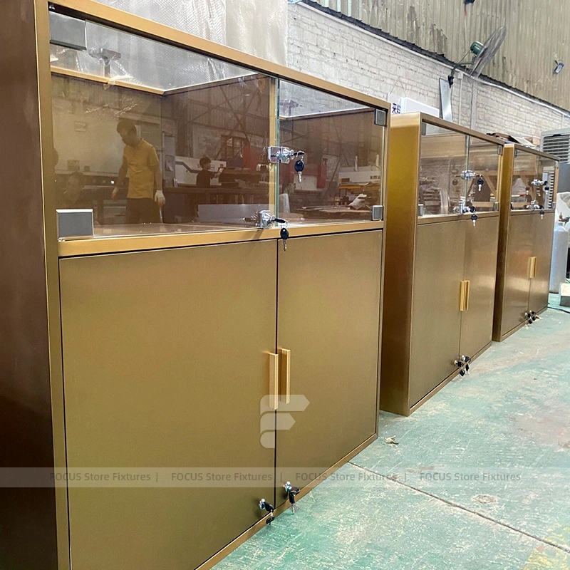 Modern Champagne Gold Jewelry Showcase Counter Set