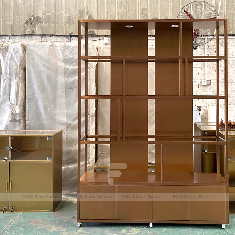 Modern Champagne Gold Jewelry Showcase Counter Set