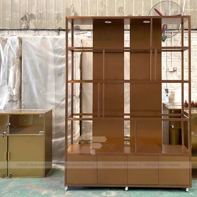 Modern Champagne Gold Jewelry Showcase Counter Set