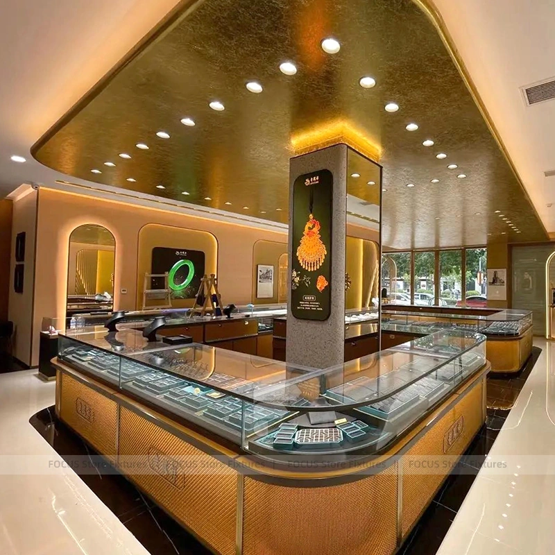 Modern Marble Accent Jewelry Showcase Counter Set