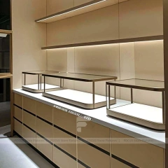 Modern Walnut Jewelry Display Showcase Set