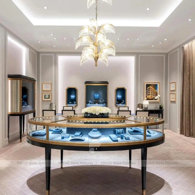 Modern Walnut Jewelry Display Table Showcase