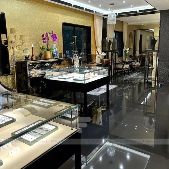 Modern White Jewelry Display Table Showcase