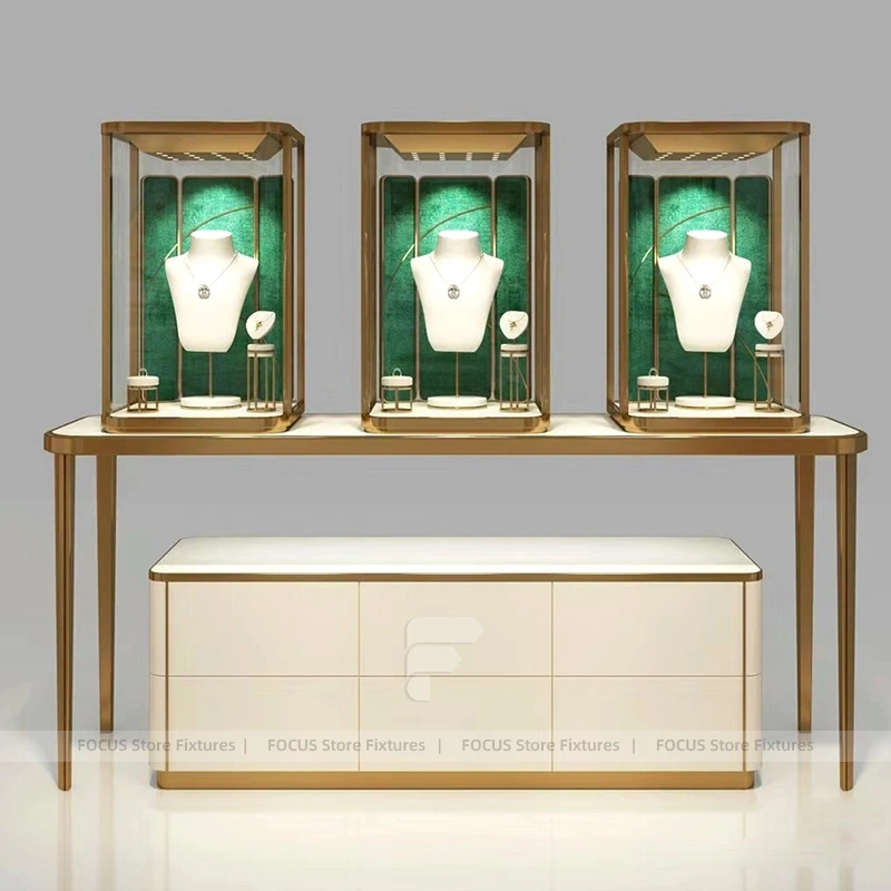 Premium Beige Jewelry Showcase Cabinet Set