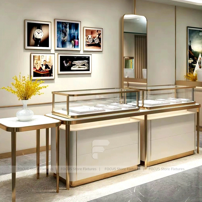 Premium Beige Jewelry Showcase Cabinet Set