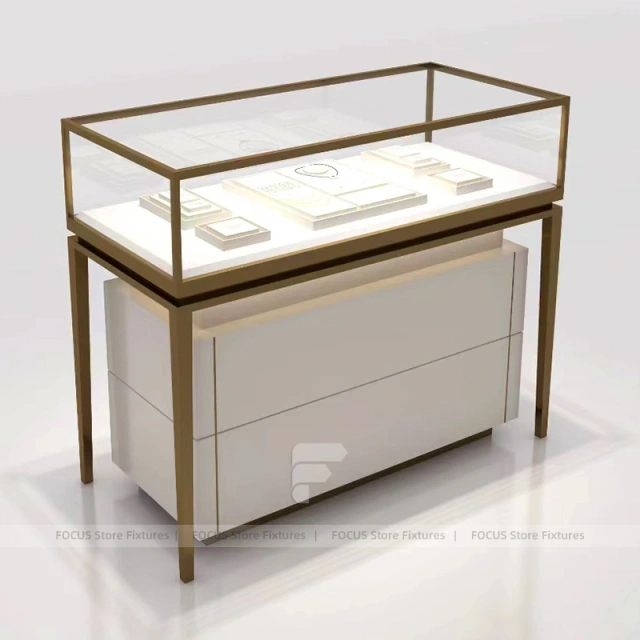 Premium Beige Jewelry Showcase Cabinet Set