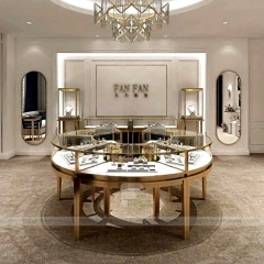 Premium Beige Jewelry Showcase Island Set