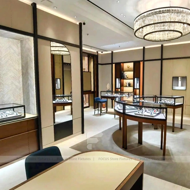 Premium Beige Jewelry Showcase Reception Desk