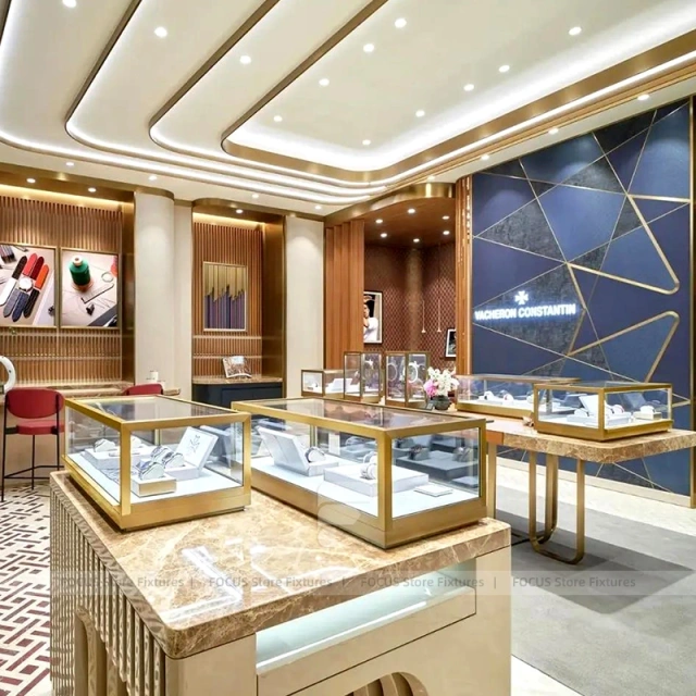 Premium Cream Jewelry Showcase Cabinet Set