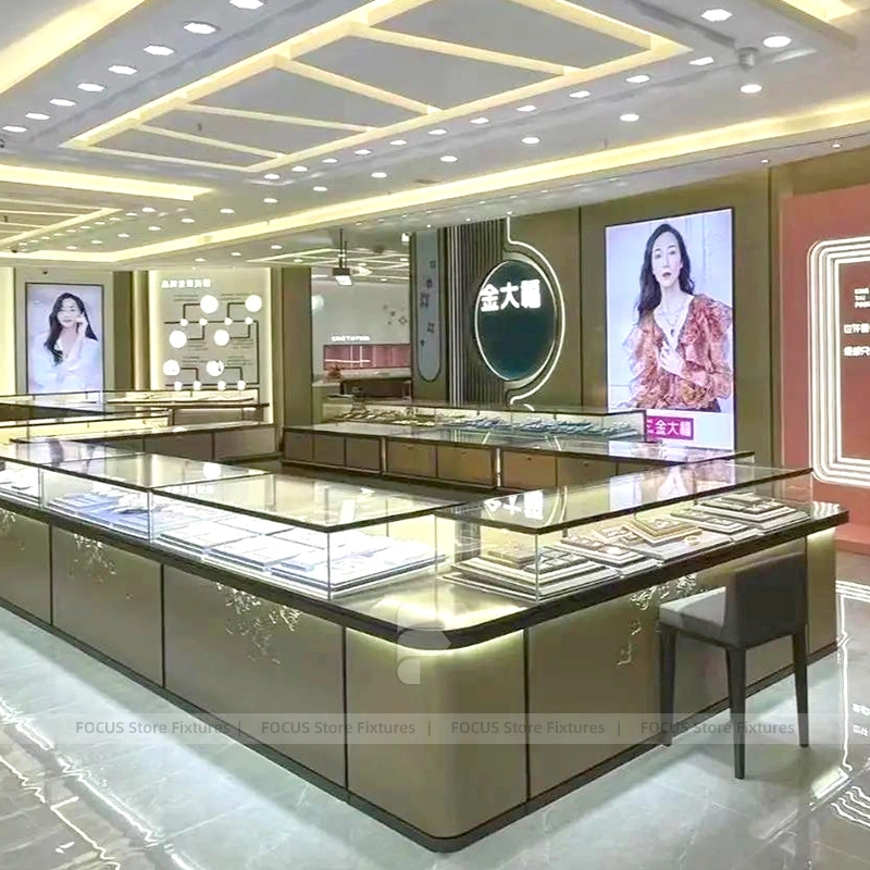 Premium Cream Jewelry Showcase Island Set