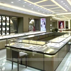 Premium Cream Jewelry Showcase Island Set