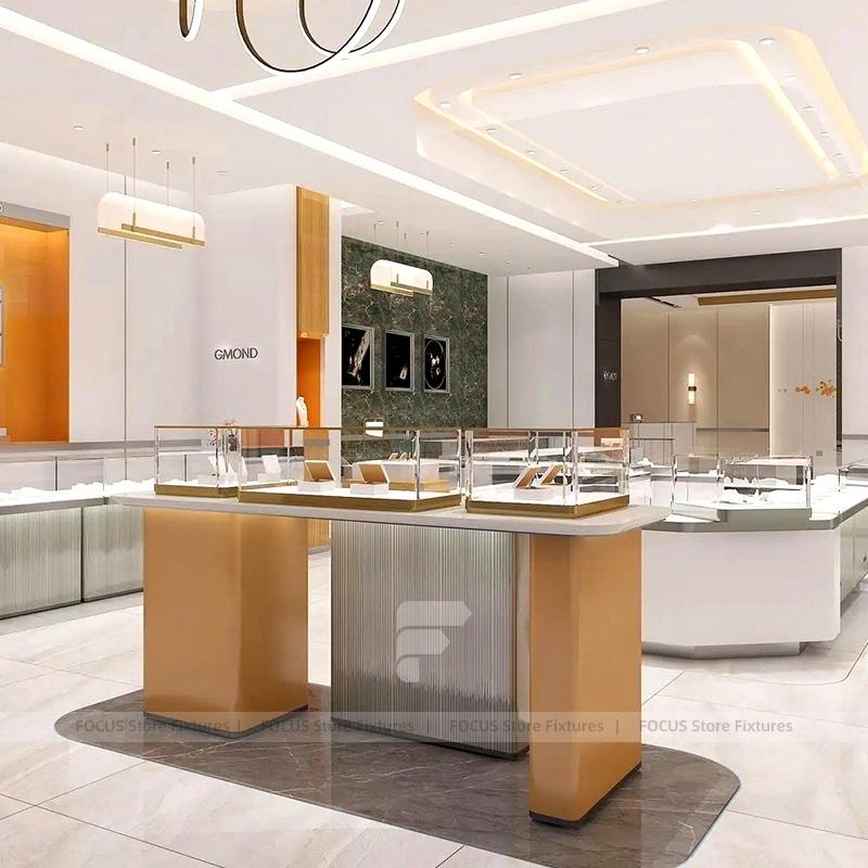 Premium Cream Jewelry Showcase Reception Desk