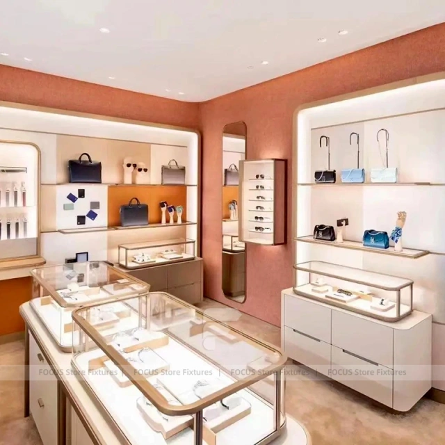 Premium Cream Jewelry Showcase Reception Desk