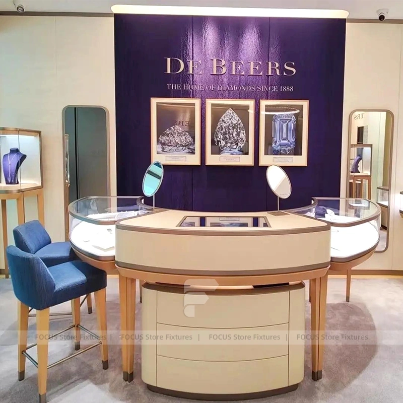 Premium Cream Jewelry Showcase Reception Desk