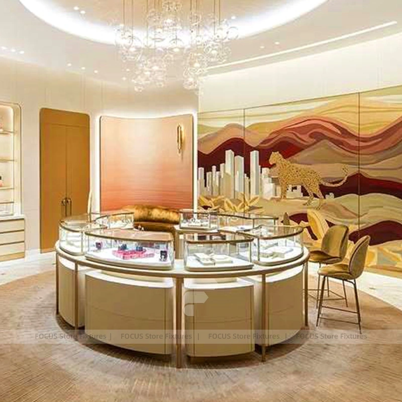Premium Fluted Wood Jewelry Reception Desk