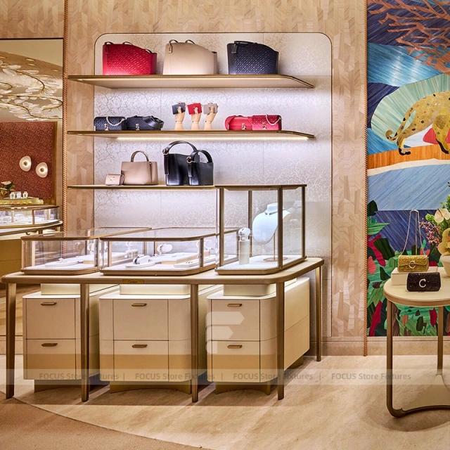 Premium Fluted Wood Jewelry Reception Desk