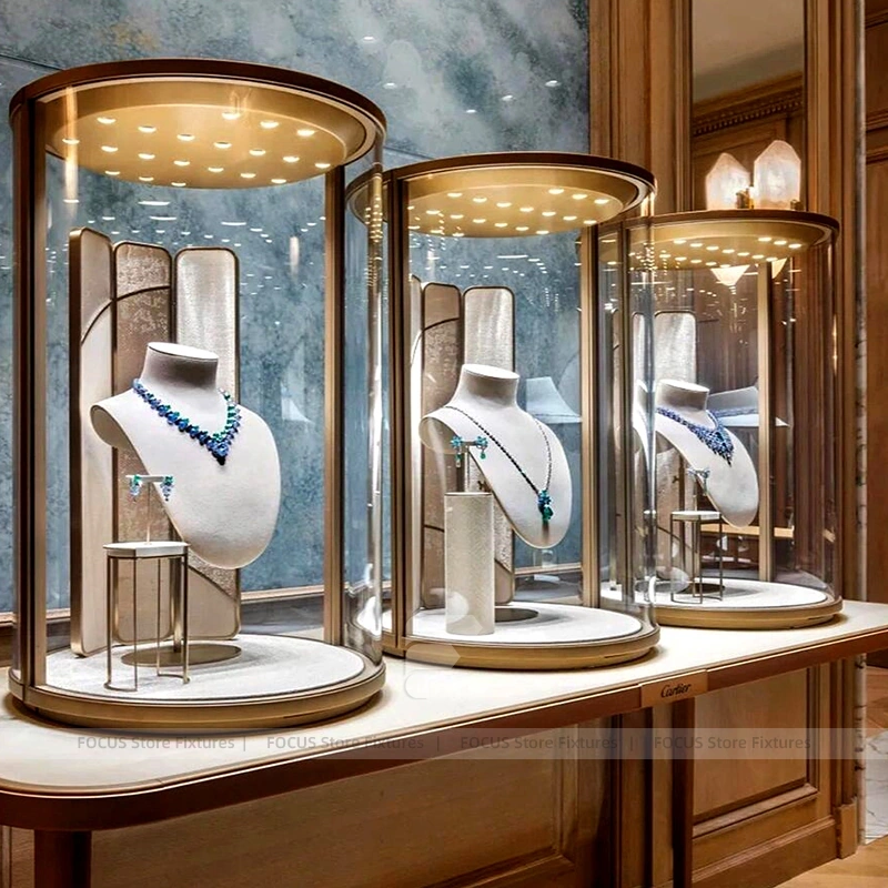 Premium Fluted Wood Jewelry Reception Desk