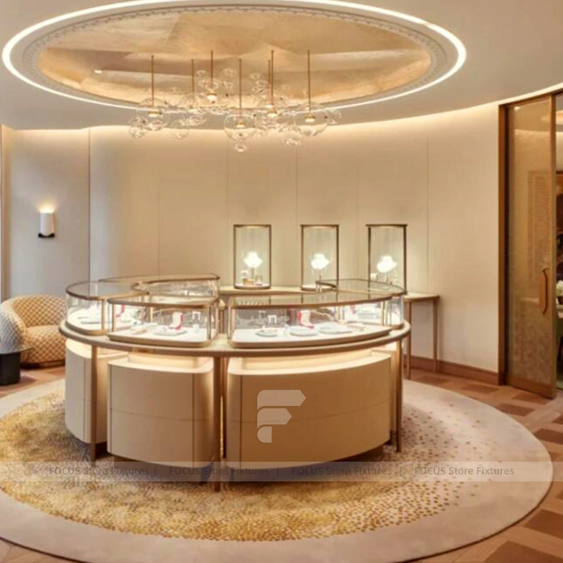 Premium Fluted Wood Jewelry Reception Desk