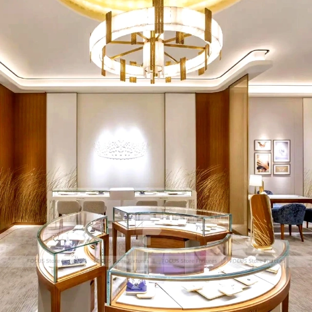 Premium Walnut Jewelry Reception Desk