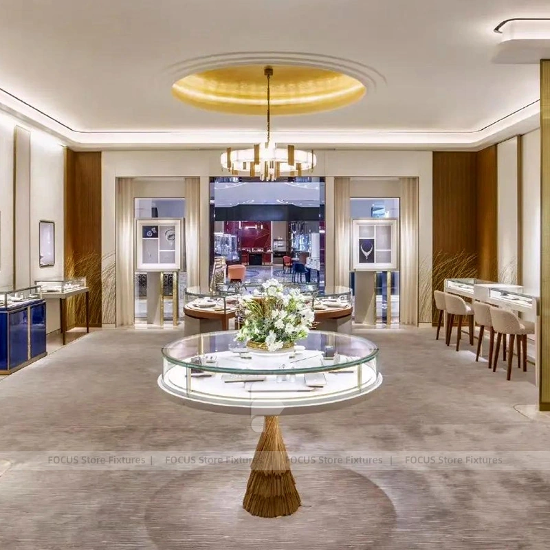 Premium Walnut Jewelry Reception Desk