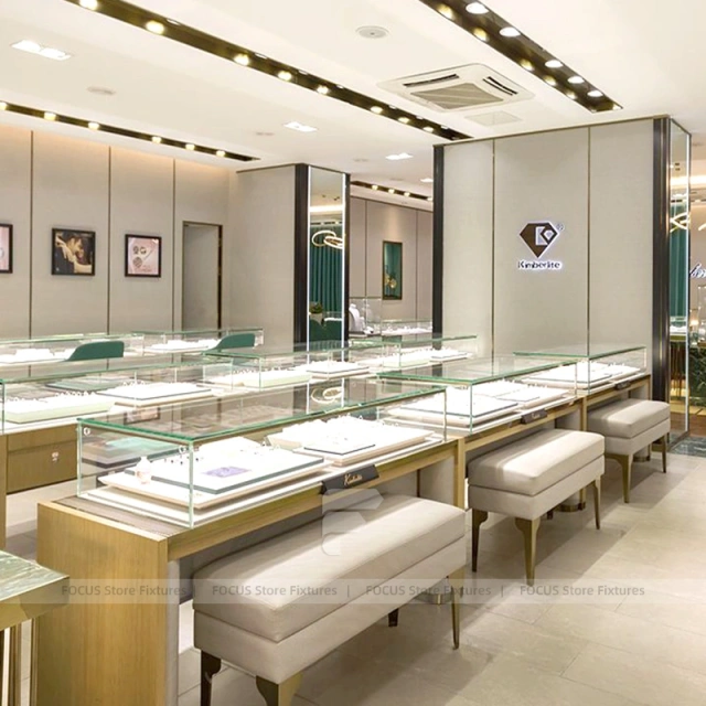 Premium White Jewelry Showcase Cabinet Set
