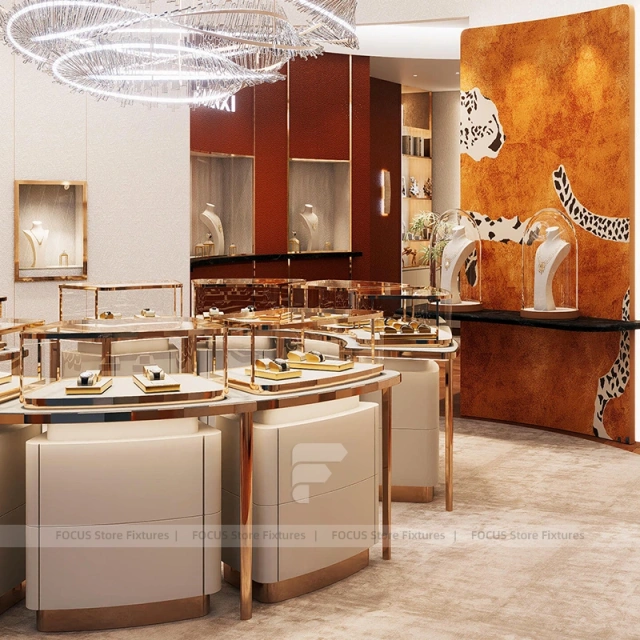 Refined Beige Jewelry Display Showcase Set
