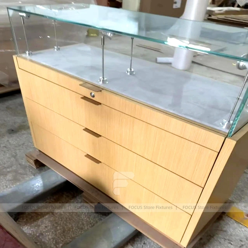 Refined Champagne Gold Jewelry Display Table