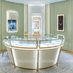 Refined Champagne Gold Jewelry Showcase Counter Set