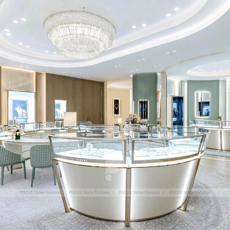 Refined Champagne Gold Jewelry Showcase Counter Set