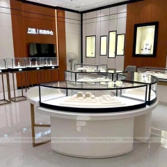 Refined Fluted Wood Jewelry Showcase Counter Set