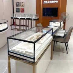 Refined Fluted Wood Jewelry Showcase Counter Set