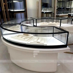 Refined Fluted Wood Jewelry Showcase Counter Set