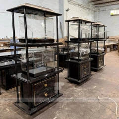 Refined Walnut Jewelry Display Showcase Set