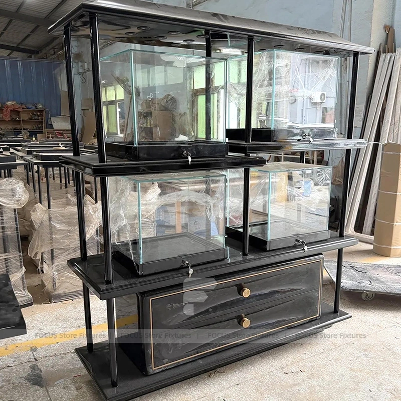 Refined Walnut Jewelry Display Showcase Set