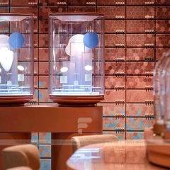 Refined Walnut Jewelry Display Table Showcase