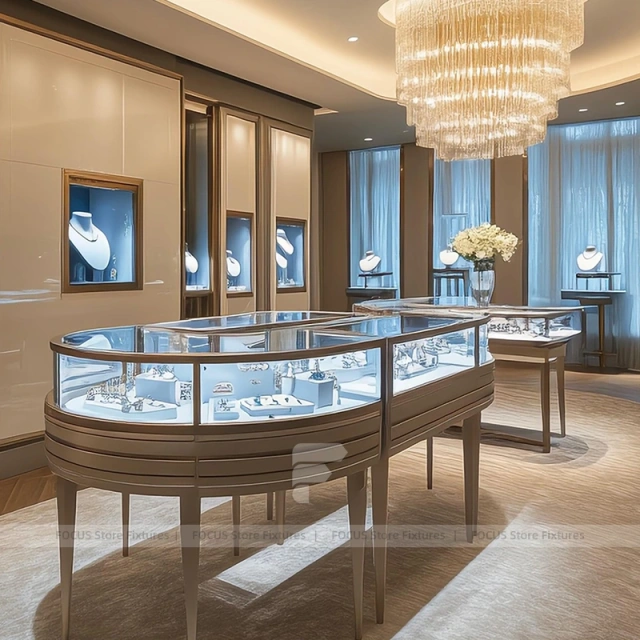 Sophisticated Beige Jewelry Showcase Counter Set