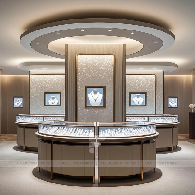 Sophisticated Beige Jewelry Showcase Counter Set