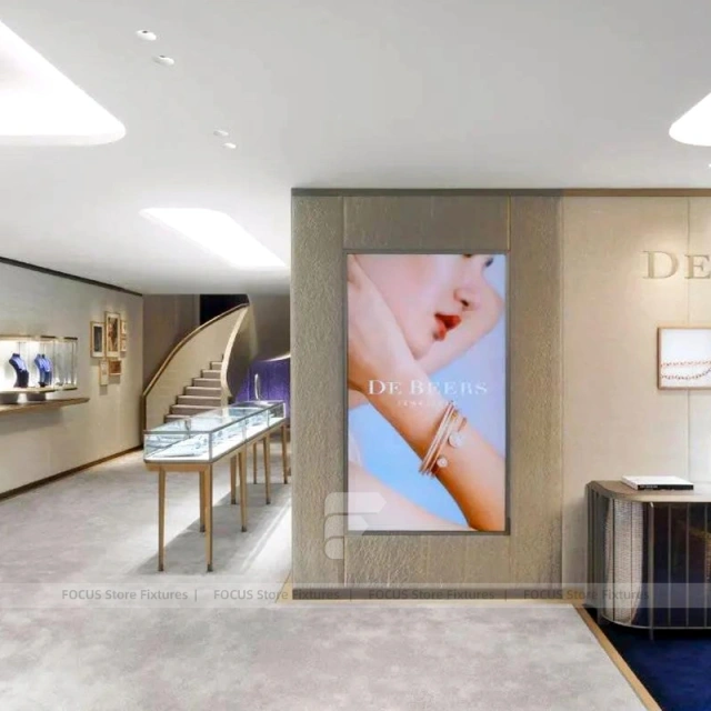 Sophisticated Champagne Gold Jewelry Feature Wall Display