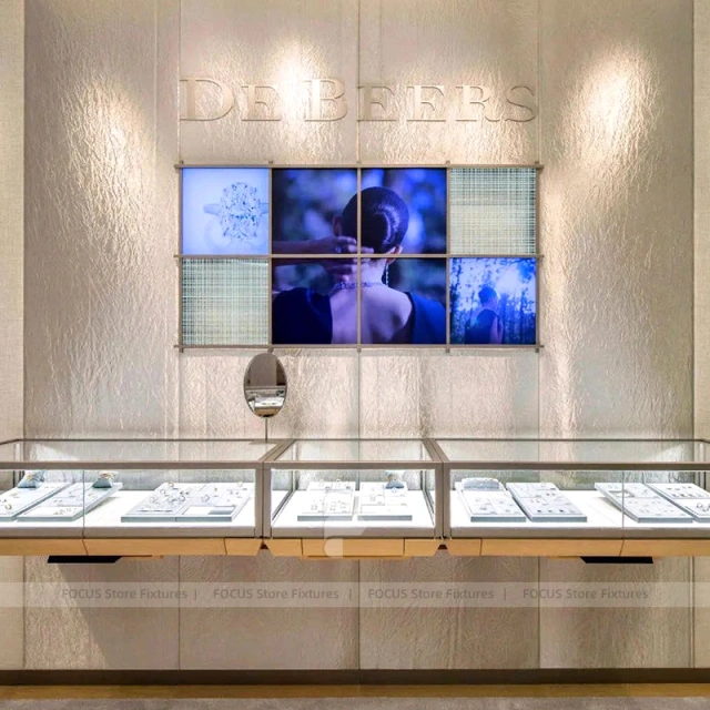 Sophisticated Champagne Gold Jewelry Feature Wall Display